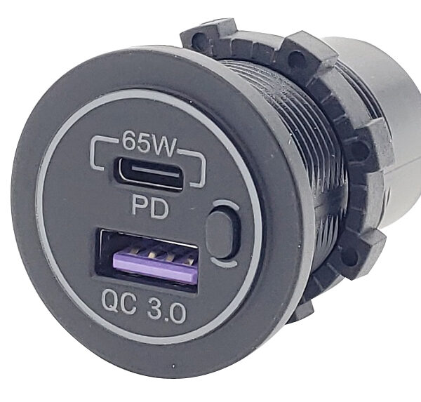 USB Charging Dual Ports up to C+ 65W & A = 5 VDC @ 1.0A